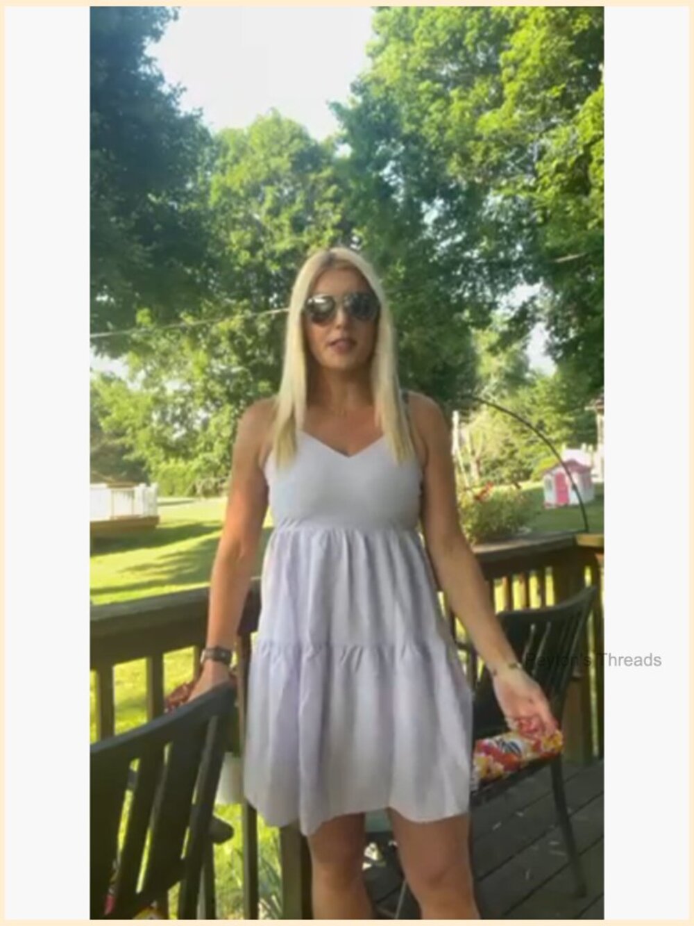 Flowy V-Neck Spaghetti Strap Tiered Mini Swing Skater Dress - Picture 7 of 7